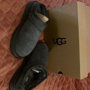 Warm UGG slippers.  Grey suede. Size 7 only worn once.